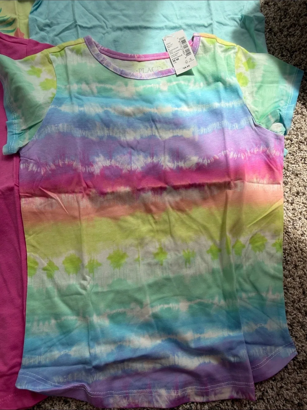 NWT - 4 Children's Place Girls' Rainbow Tie-Dye Tee - Multicolor size medium